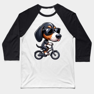 Cool Black And Tan Coonhound Cycling Baseball T-Shirt